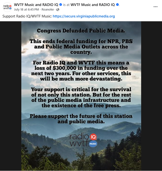 WVTF funding Facebook post